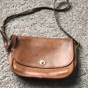 Vintage coach brown leather crossbody purse